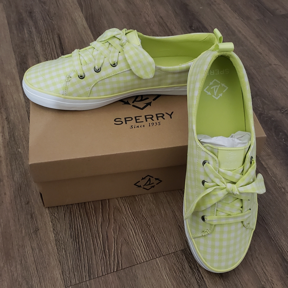 Sperry Crest Vibe Gingham Lime Sneakers